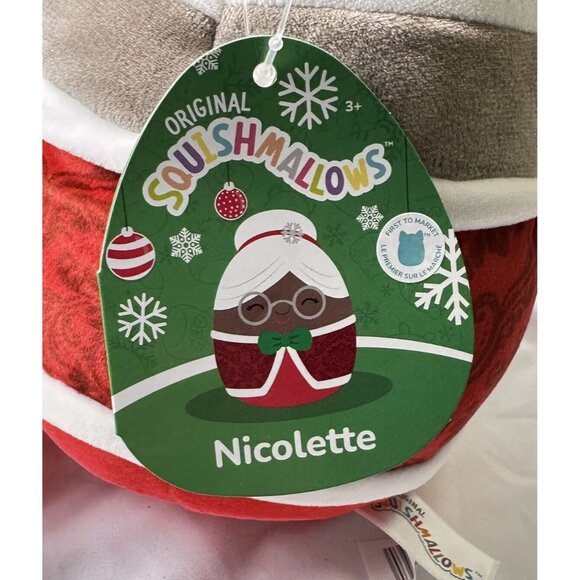 Mrs. Claus Squishmallow Nicolette 8 Inch Plush With Red & White Holiday Outfit - Picture 5 of 11
